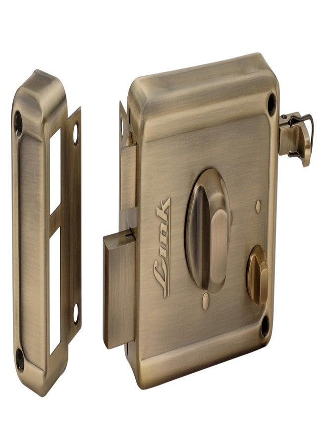 Link Stormbolt Rim Lock for Door | Double Action Movement Lock with 3 Brass Key for Home, Office, Hotel Door | Heavy Duty Lock with One Side Key, Antique | 10 Years Warranty - Image 4